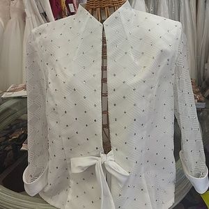 White Sheer Jacket. ..R & M Richards Petite.